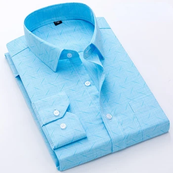 Мужские рубашки с длинным рукавом Повседневная деловая красивая приталенная рубашка Мужская социальная клетчатая рубашка с длинным рукавом для мужчин Платье Рубашка Camisas