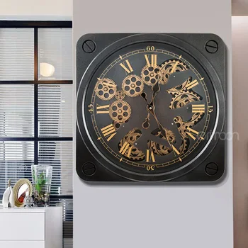 Большие настенные часы с шестеренчатым ходом Промышленные настенные часы с шестеренчатым ходом в стиле стимпанк Настенные часы с шестеренчатым ходом для современного декора гостиной Cloc