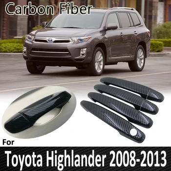 Черное Углеродное Волокно для Toyota Highlander Kluger XU40 2008 2009 2010 2011 2012 2013 Крышка Дверной Ручки Sricker Автомобильные Аксессуары