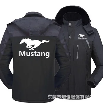 2023 Зимняя куртка Мужская с логотипом Mustang, Толстое бархатное теплое пальто, мужская ветрозащитная верхняя одежда с капюшоном, повседневное альпинистское пальто C