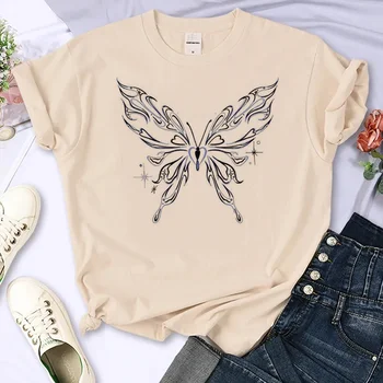 Эстетическая футболка Butterfly 90-х, женская футболка Y2K, женская одежда в стиле манга харадзюку