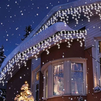 Наружный Рождественский световой занавес, гирлянда из сосулек, подвесной светильник 0,4-0,6 м, гирлянда, занавеска, праздничное украшение для окна дома