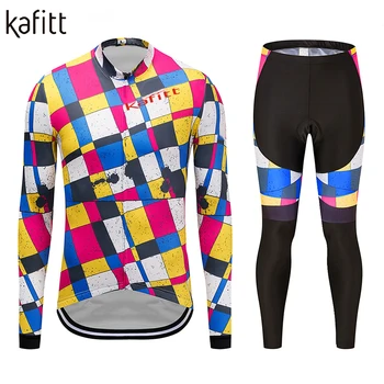 Мужская уличная велосипедная одежда Kafit для велоспорта по горной пересеченной местности, подходящая для поездок на дальние расстояния, брюки с гелевой подкладкой, комплект из двух предметов
