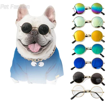 Очки для собак, Винтажные Круглые очки для домашних животных, Аксессуары для кошек, Реквизит для фотографий щенков, Украшения для собак, Отражающие очки, очки