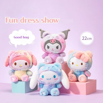 Аниме Sanrio My Melody Kuromi Hello Kitty Многоцветная креативная Плюшевая кукла Kawaii Мультяшные Мягкие игрушки для девочек Сладкие подарки на День рождения