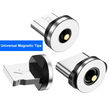 Универсальные магнитные наконечники для iPhone Samsung Круглый Магнитный кабель Type C Штекер Micro USB Магнитный адаптер для зарядки телефона Пылезащитный штекер