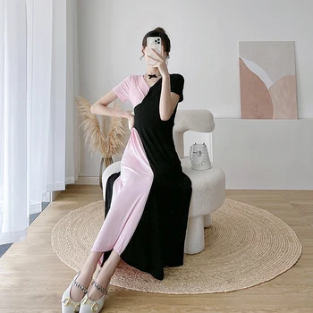 Летнее Модное Элегантное плиссированное шифоновое платье для беременных без рукавов, Свободная повседневная одежда для беременных, одежда для беременных