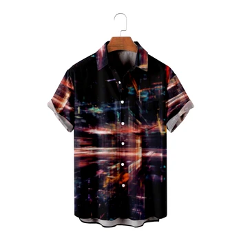 Повседневная гавайская рубашка на пуговицах для мужской модной линии Рубашка с 3D принтом Уютная пляжная одежда большого размера с коротким рукавом