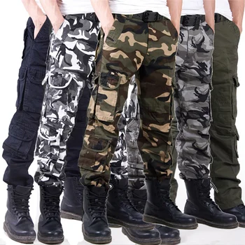 Камуфляжные брюки-карго мужские с несколькими карманами Белые черные военные повседневные тактические брюки брюки Весенне-летняя одежда