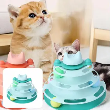 Экологичная игрушка для кошек, устойчивая к укусам, обеспечивающая эмоциональный комфорт, игрушка-головоломка Tower Tracks, игрушка-проигрыватель для кошек