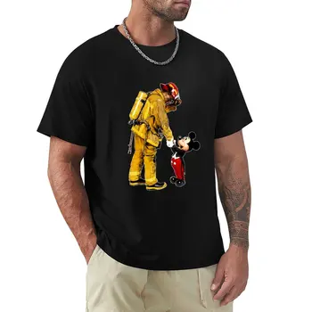 Пожарный и Мике? Мышиная футболка Для футболки, короткая футболка, летние топы, однотонная футболка, мужская футболка