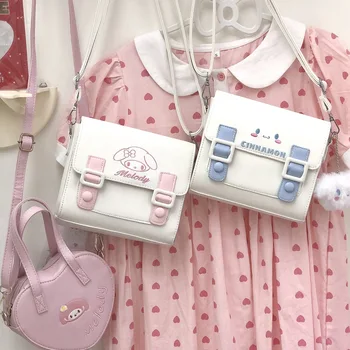 Kawaii Sanrios Опрятный рюкзак-мессенджер, сумка через плечо, Аниме Kuromi Cinnamoroll My Melody, Милый мультяшный подарок на День рождения