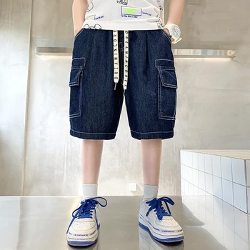 Джинсовые шорты для мальчиков 2023, Новые летние повседневные штаны для детей среднего и большого размера в корейском стиле, Детские брюки Джинсовые шорты