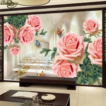 beibehang papel de parede 3d обои с розовой лозой для фотообоев на стену гостиная спальня фон для телевизора рулон мраморных обоев