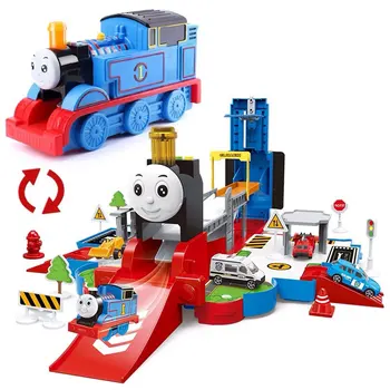 Томас и друзья большой Томас, игрушки со звуком и светом, игрушки для парковки, деформируемая игровая сцена в поезде, детские игрушки, подарок на день рождения