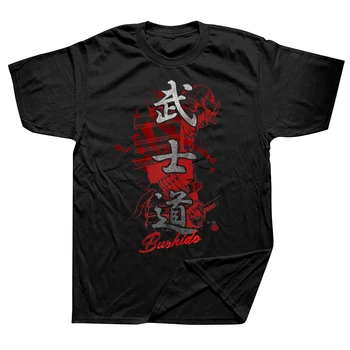 Забавные футболки с японским бусидо, уличная одежда из хлопка с графическим рисунком, подарки на день рождения, футболки в летнем стиле, мужская одежда