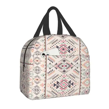 Портативный ланч-бокс с богемным геометрическим принтом Килим, термоохладитель, Турецкая этническая сумка для ланча для школьников