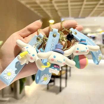Симпатичный брелок для ключей Cinnamoroll Kawaii с мультяшным рисунком Sanrio ПВХ Брелок для ключей Небольшой Подарочный завод Оптом