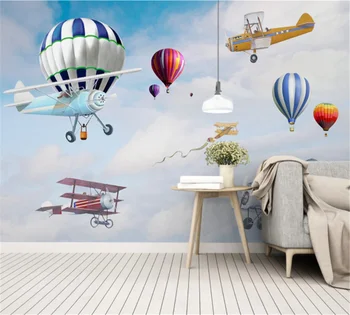 beibehang Custom современный минималистичный скандинавский мультфильм акварель самолет воздушный шар индивидуальность фоновая стена детской комнаты