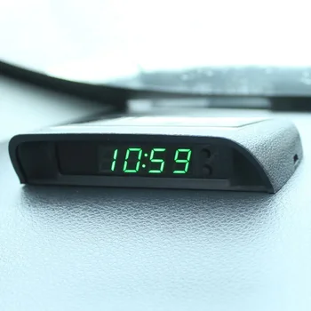 Светодиодные автомобильные часы Автомобильные Цифровые Солнечные Часы Автомобильный Термометр Измеритель приборной панели Часы с датой и индикацией температуры