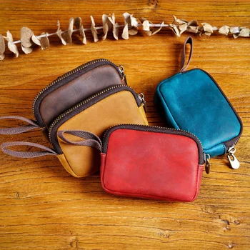 Оригинальный маленький кошелек из воловьей кожи Mini Zero Wallet, сумка для наушников Bluetooth, сумка для ключей, Сумка для карт на молнии, Сумка для хранения монет, Сумка для хранения
