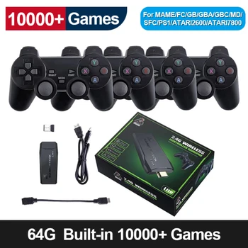 Портативные консоли 4K, игровая приставка с беспроводными контроллерами 2.4G, классический игровой проигрыватель с двумя играми для PS1 playstation 1