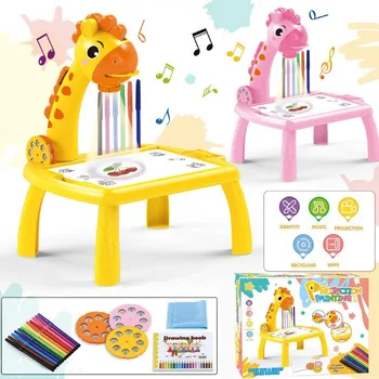 Детский Светодиодный проектор, стол для рисования, Игрушки, Детская доска для рисования, стол для художественных промыслов, Обучающие Инструменты для рисования, игрушка для девочки