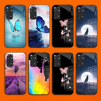 Изображение бабочки для Xiaomi Redmi Note K50 7 8 9 10 11 Ultra Pro Plus 12 A C E T S чехол для мобильного телефона из закаленного стекла с животными
