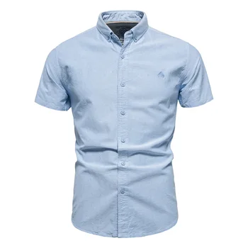 2023 Мужские Рубашки Из Чистого Хлопка, Модные Однотонные Рубашки С Коротким Рукавом для Мужчин, Новые Летние Социальные Рубашки, Высококачественная Мужская Рубашка