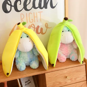 Креативная сумка-банан длиной 30 см Превращается в плюшевые игрушки-осла, Милую куклу-животное с длинными ушами, мягкую куклу-ослика, подарки для детей Kawaii