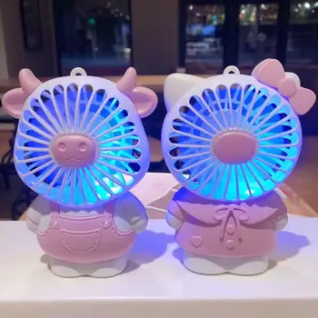 Аниме Hello Kitty Usb Night Light Ручной Вентилятор Sanrio Kawaii Pochacco Мультфильм Офисный Открытый Портативный Перезаряжаемый Вентилятор Подарочная Игрушка
