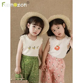 2023 Корейская кружевная футболка с вышивкой для девочек, Короткие комплекты, Новые летние комплекты одежды, Платья, топы
