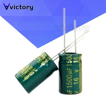 10шт электролитических конденсаторов 1500 МКФ 16 В 10x20 мм 105C Радиальный высокочастотный электролитический конденсатор с низким сопротивлением