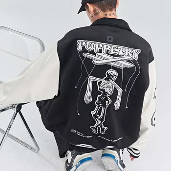 Американская Винтажная куртка-бомбер High Street Vibe с вышивкой буквами, Мужская куртка для пары в стиле хип-хоп ins.