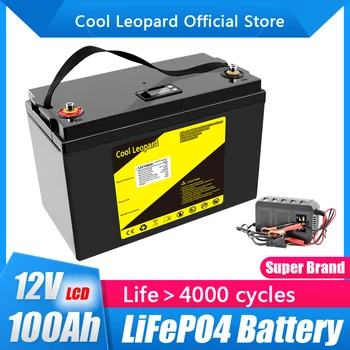 Аккумулятор 12V LiFePO4 Встроенный BMS 12,8 V 100Ah 120Ah Литий-железо-Фосфатный Аккумулятор для Кемперов на солнечной Энергии RV Для бездорожья Вне сети