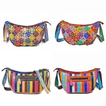 Женская сумка 2022 Цветная Кожаная сумка с Полумесяцем, Модная женская сумка Из Овчины, Модная сумка Для отдыха, Цветочная сумка Для Клецек, Мини-сумка