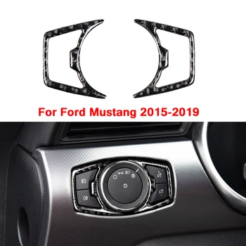 1 пара наклеек на фары автомобиля из углеродного волокна для Ford Mustang 2015-2019