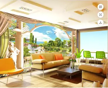 фото обоев 3d фреска на заказ, Пейзаж за окном, струящийся ручей, гостиная, домашний декор, обои для стен, 3d спальня