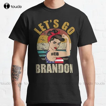 Ретро #Fjb Let'S Go Brandon Классическая Футболка Хлопчатобумажные Рубашки Для Женщин Мужчин На Заказ Aldult Teen Унисекс Футболка С Цифровой печатью