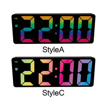 Цифровые красочные часы с большим дисплеем, календарь с повтором, штекер с батарейным питанием
