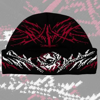 Креативные вязаные теплые мужские шапки в готическом гранжевом стиле с неправильным рисунком, эстетичная уличная одежда в стиле панк-хип-хоп Y2K Beanies Hat 2023