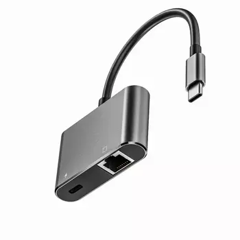 1000 Мбит/с USB C к RJ45 Ethernet LAN Проводной Сетевой Адаптер OTG Ethernet USBC с Зарядным Кабелем для Устройства MacBook Surface USB C