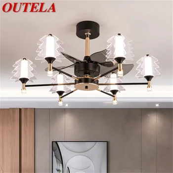 Потолочный вентилятор OUTELA Postmodern с подсветкой, светодиодная лампа с дистанционным управлением для украшения домашней столовой