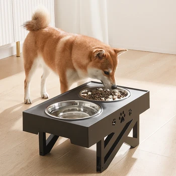 Регулируемая миска для собак из нержавеющей стали, большие двойные миски для еды и воды, кормушки для кошек с подставкой, подъемник для кормления домашних животных, подставка для собаки