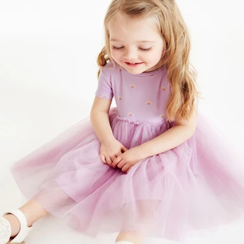 Летняя одежда для девочек Little maven, радужно-фиолетовое сетчатое платье принцессы, платья для девочек 2023, Детское летнее платье для свадебной вечеринки