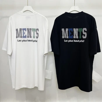 Футболка Vetements с вышитым логотипом спереди и сзади, мужские и женские футболки лучшего качества, винтажные футболки VTM Оверсайз.