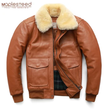 Утолщенная стеганая куртка из 100% воловьей кожи, мужская летная куртка ВВС, мужское зимнее пальто, съемный воротник M176