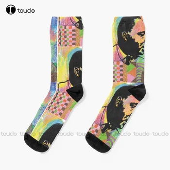 Футбольные носки Martin Luther King Носки с цифровой печатью 360 °, высококачественные Милые Элегантные Милые хлопчатобумажные носки с рисунком Каваи из мультфильма
