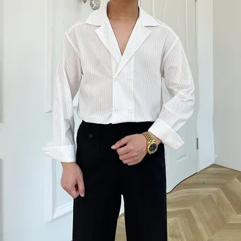 X03214 Модные мужские рубашки 2023 для подиума, роскошная мужская одежда известного бренда европейского дизайна в стиле вечеринок