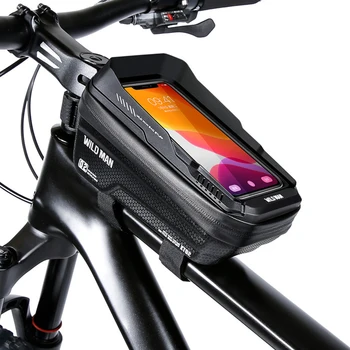 Сумка для велосипедного руля с сенсорным экраном, водонепроницаемая передняя рама, верхняя труба, сумка для велосипеда, большие велосипедные сумки для хранения спереди